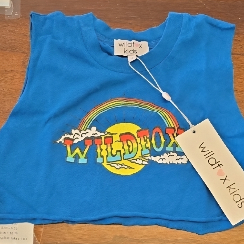 Wildfox Kids Blue Tank with Rainbow Design